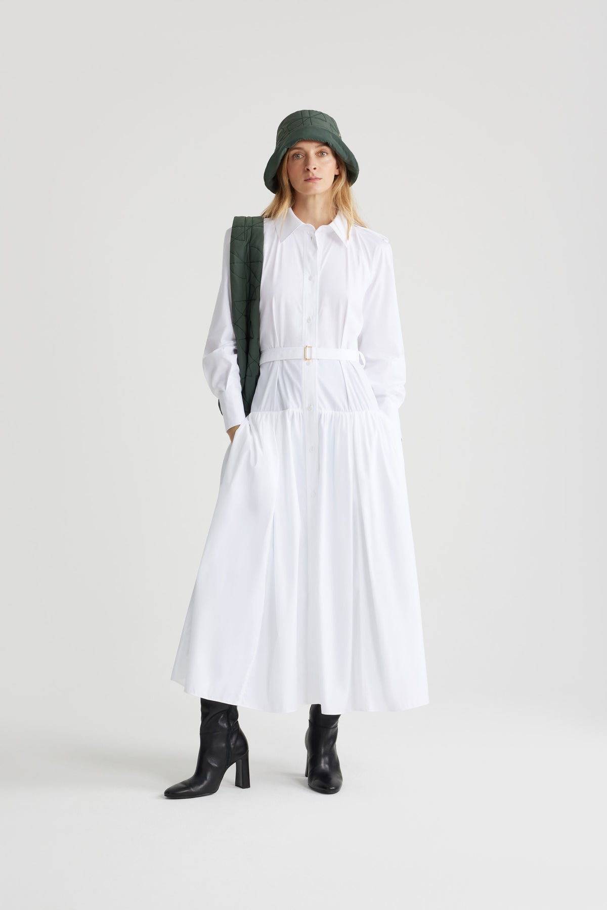 White / Robe chemise longue en coton bio
