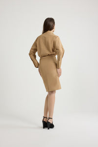 Robe midi safari en faille - Sable