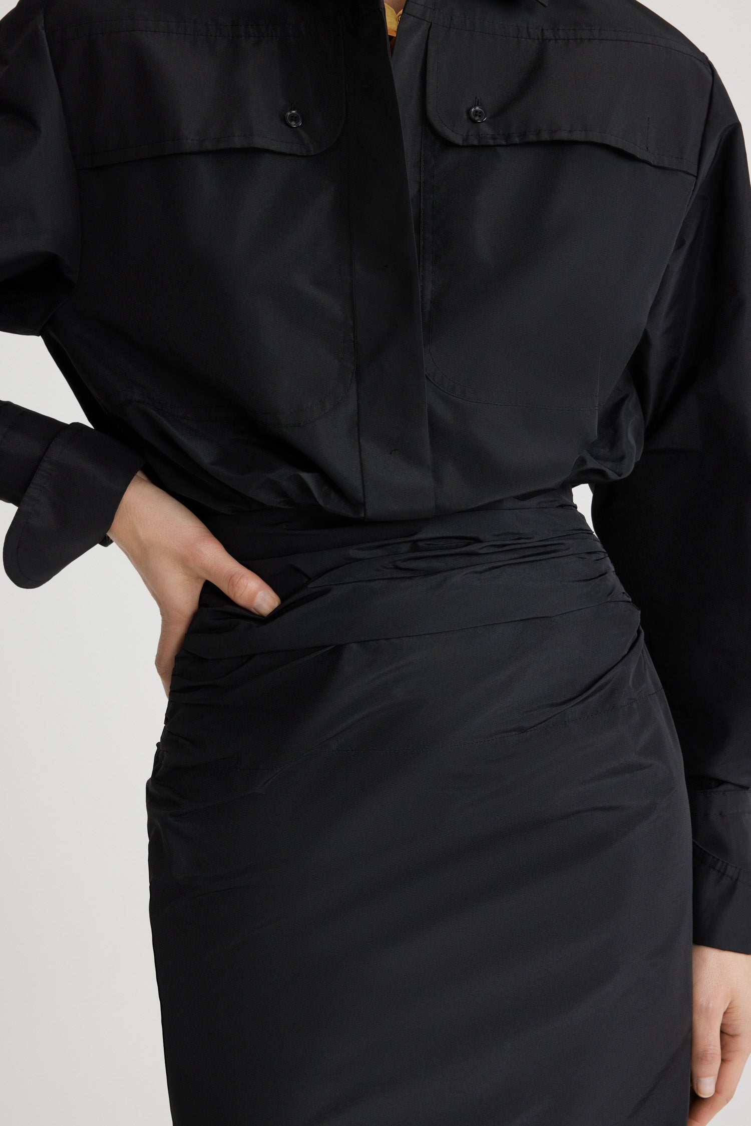 Black / Robe safari en faille recyclée
