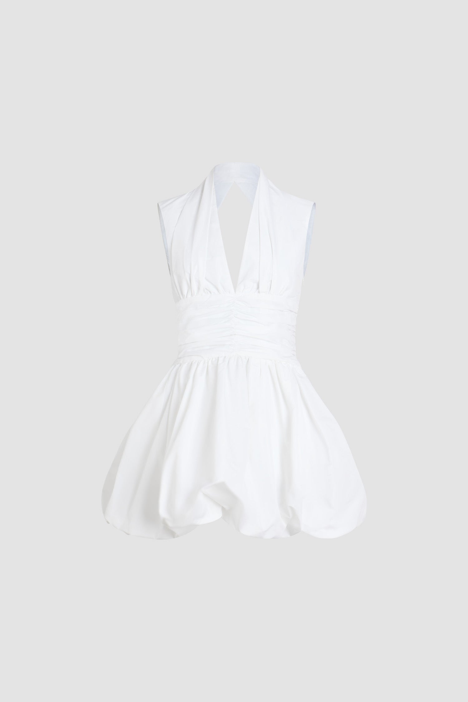 White / Robe boule courte dos nu en faille recyclée