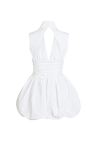 White / Robe boule courte dos nu en faille recyclée