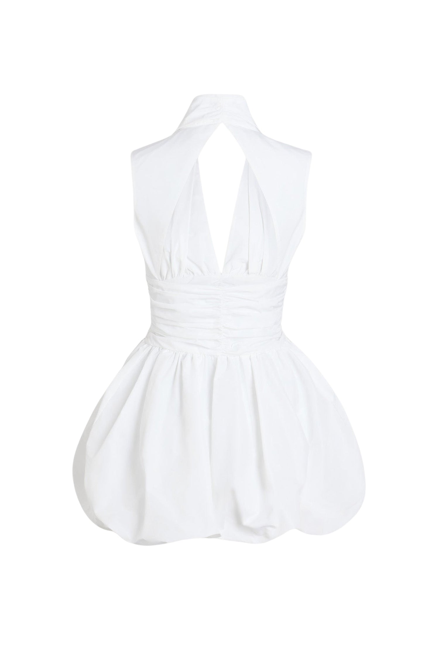 White / Robe boule courte dos nu en faille recyclée