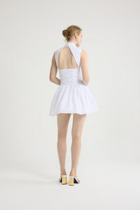 White / Robe boule courte dos nu en faille recyclée