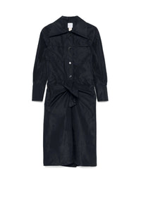Navy Black / Robe à nœud en faille recyclée