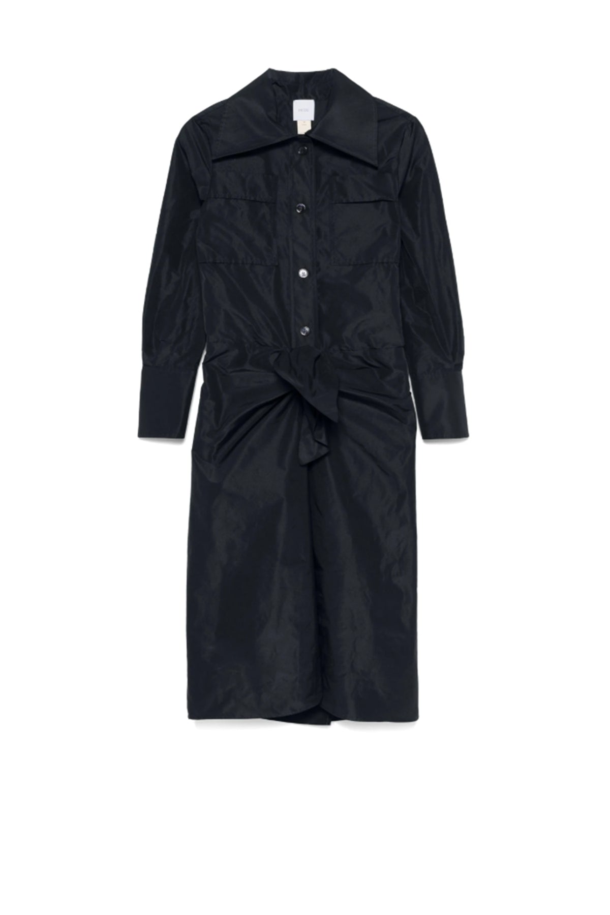 Navy Black / Robe à nœud en faille recyclée