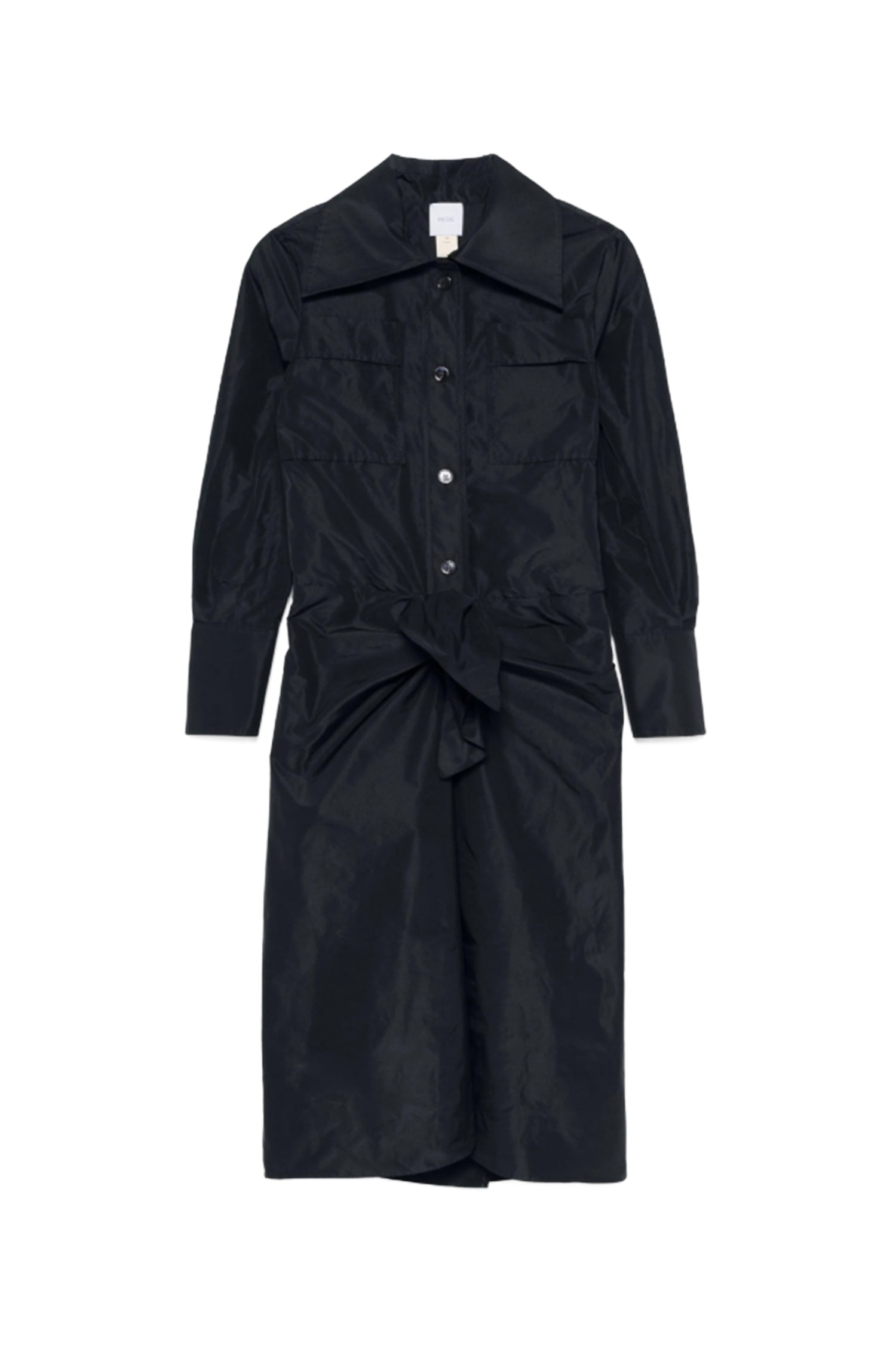 Robe midi à nœud en faille - Bleu Marine