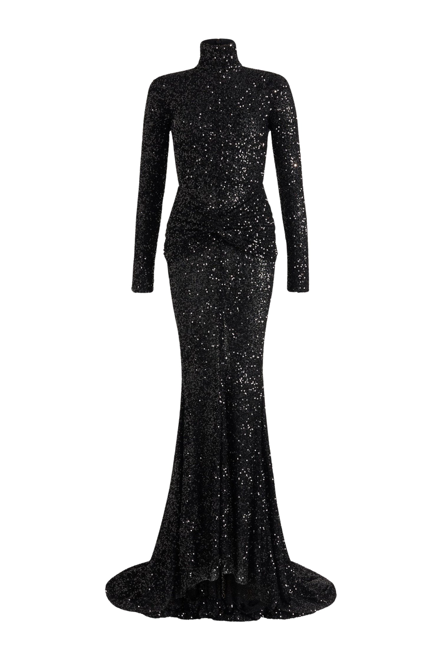 Black / Robe longue à sequins avec découpe au dos