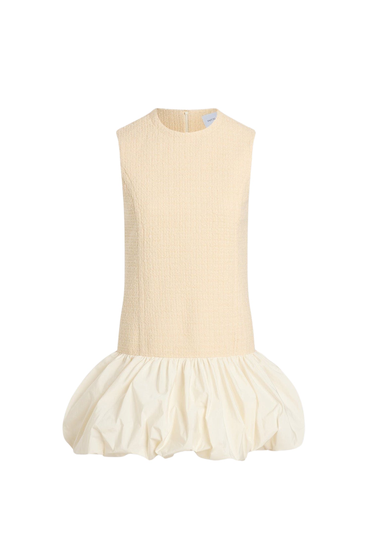 Robe courte à ourlet volanté en tweed de laine - Blanc