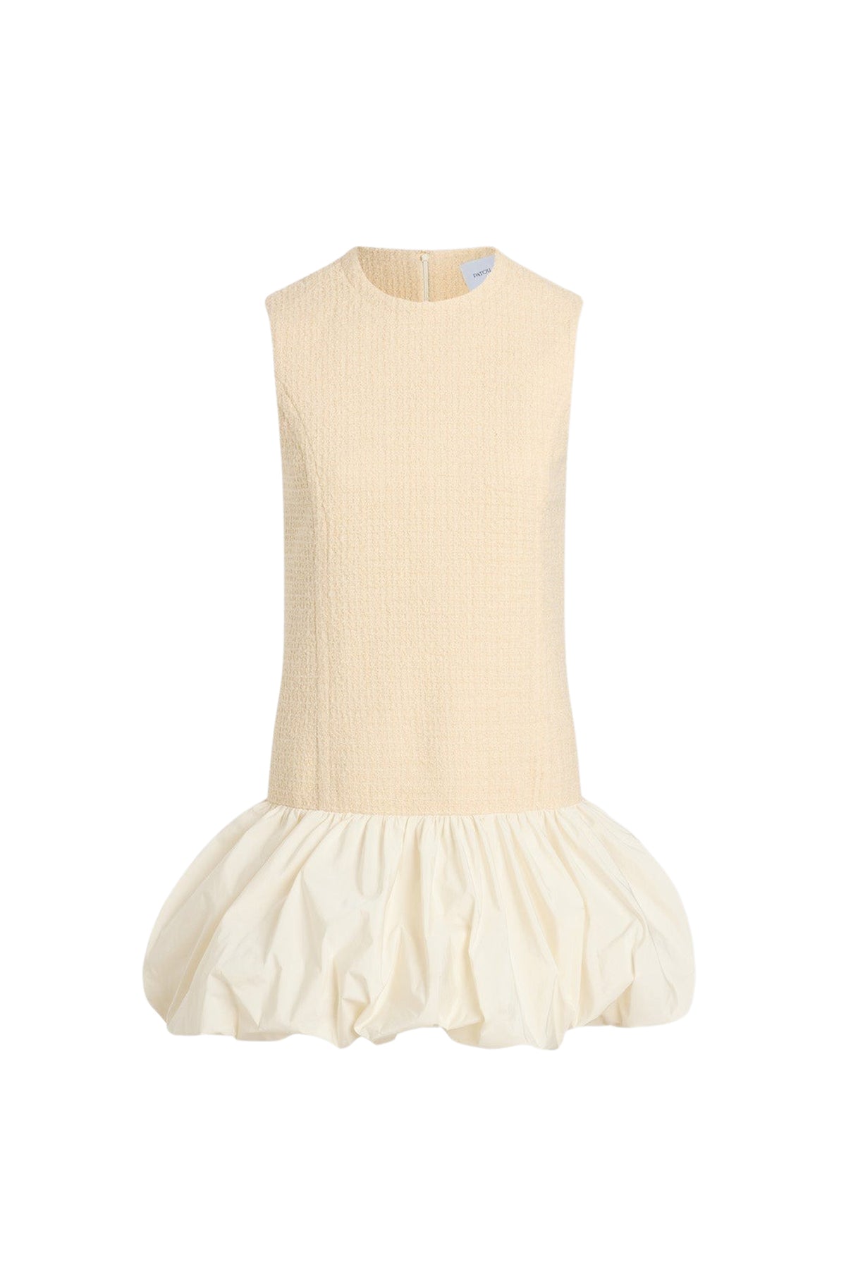 Snowberry White / Robe à ourlet volanté en tweed de laine mélangée éco-responsable et faille