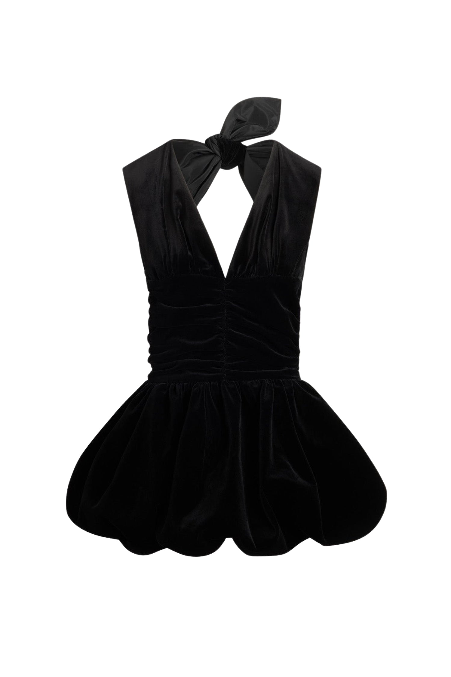 Robe courte dos nu en velours de coton - Noir