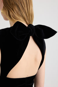Robe courte dos nu en velours de coton - Noir