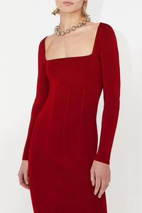 Atalanta Long Sleeved Dress - Rouge Piaf
