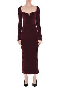 Robe Freya en velours - Oxblood