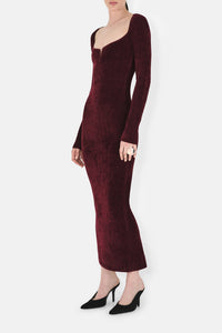 Robe Freya en velours - Oxblood