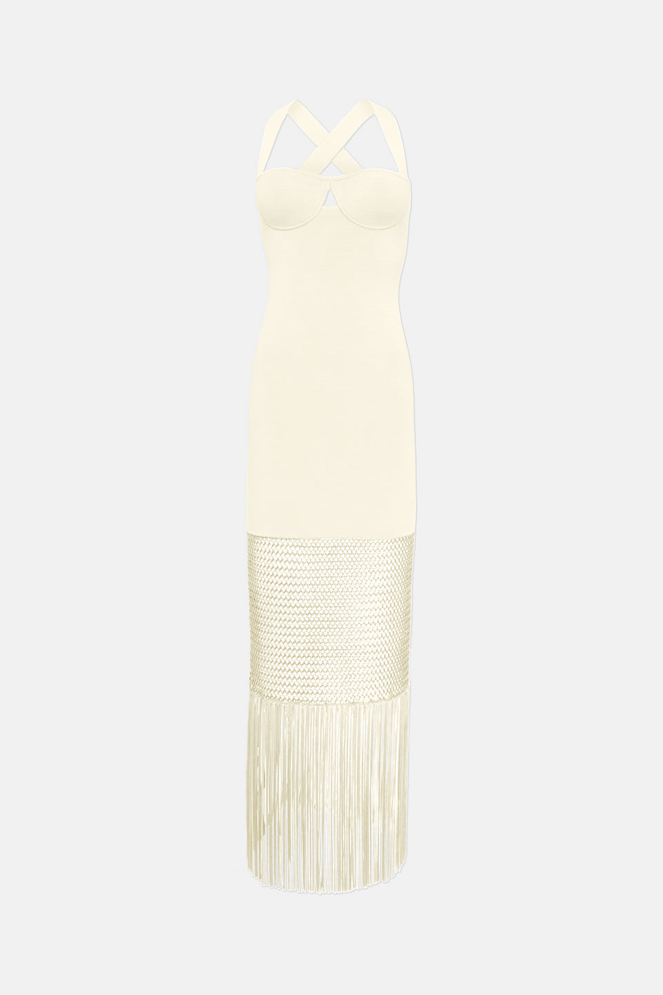 Robe Diana à franges - Creme