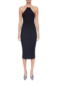 Metallic Rhea Halter Dress - Black