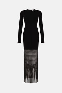 Robe longue Diana à franges - Black