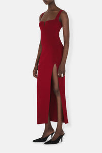 Robe Freya à fente - Rouge Piaf