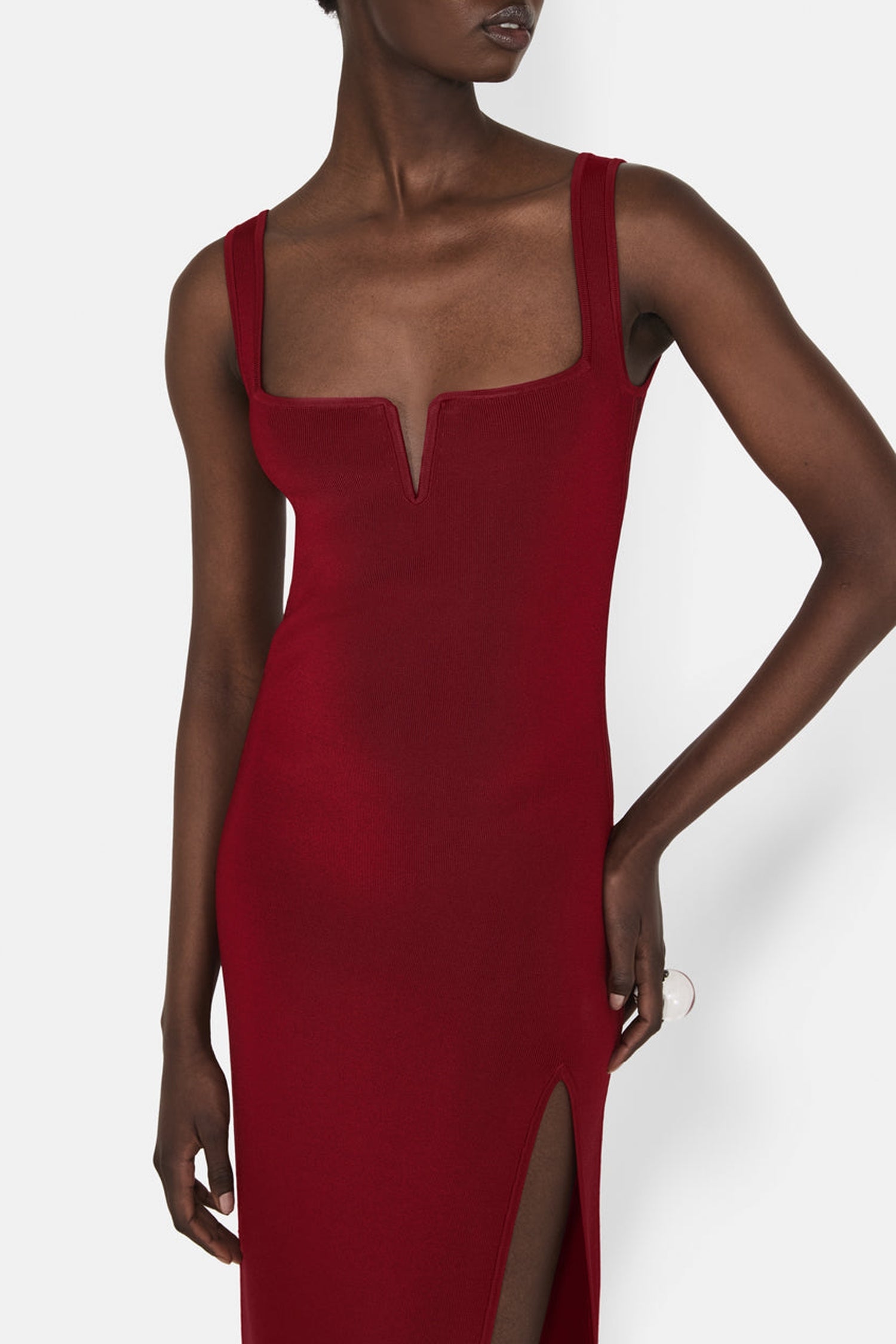 Robe Freya à fente - Rouge Piaf