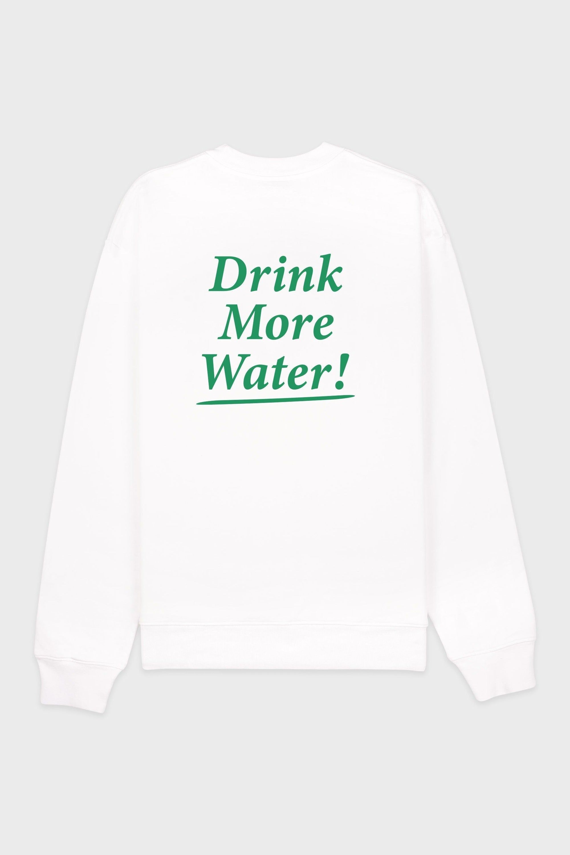 Drink More Water Crewneck - White & Verde