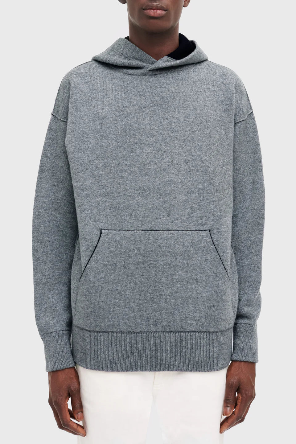 Sweat à capuche unisexe Driss en cachemire réversible - Gris Clair & Noir