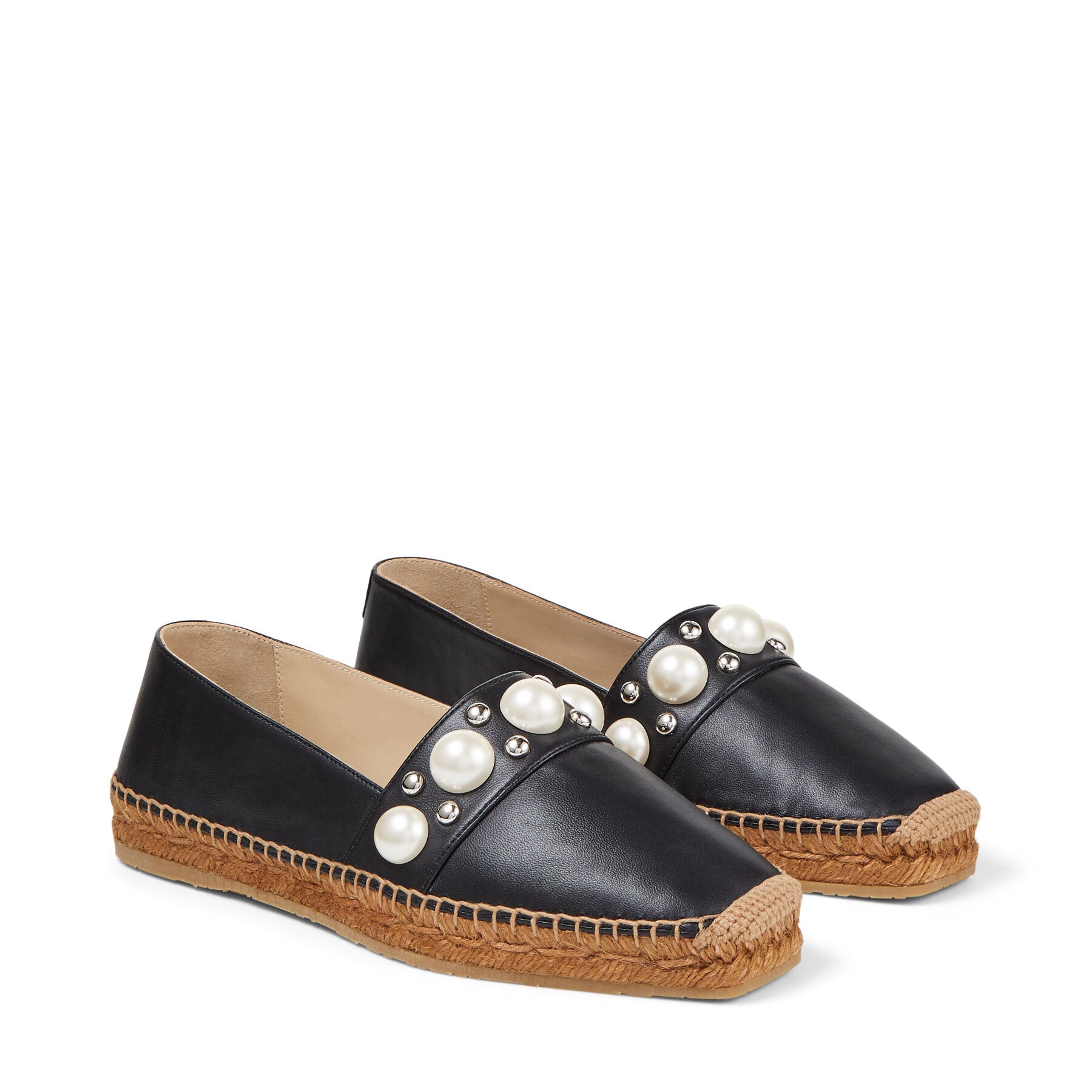 Mocassins Dru en cuir à perles et clous - Black & White