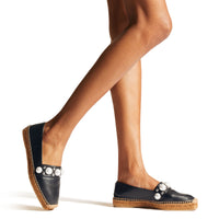 Mocassins Dru en cuir à perles et clous - Black & White