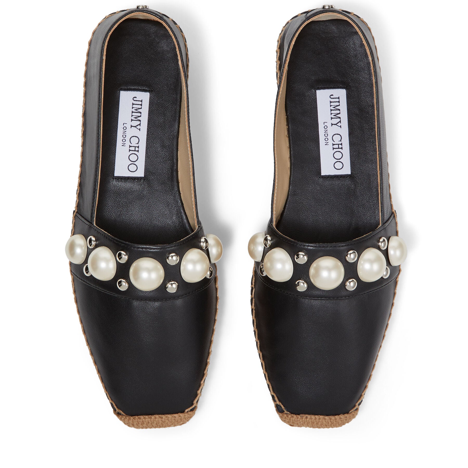 Mocassins Dru en cuir à perles et clous - Black & White