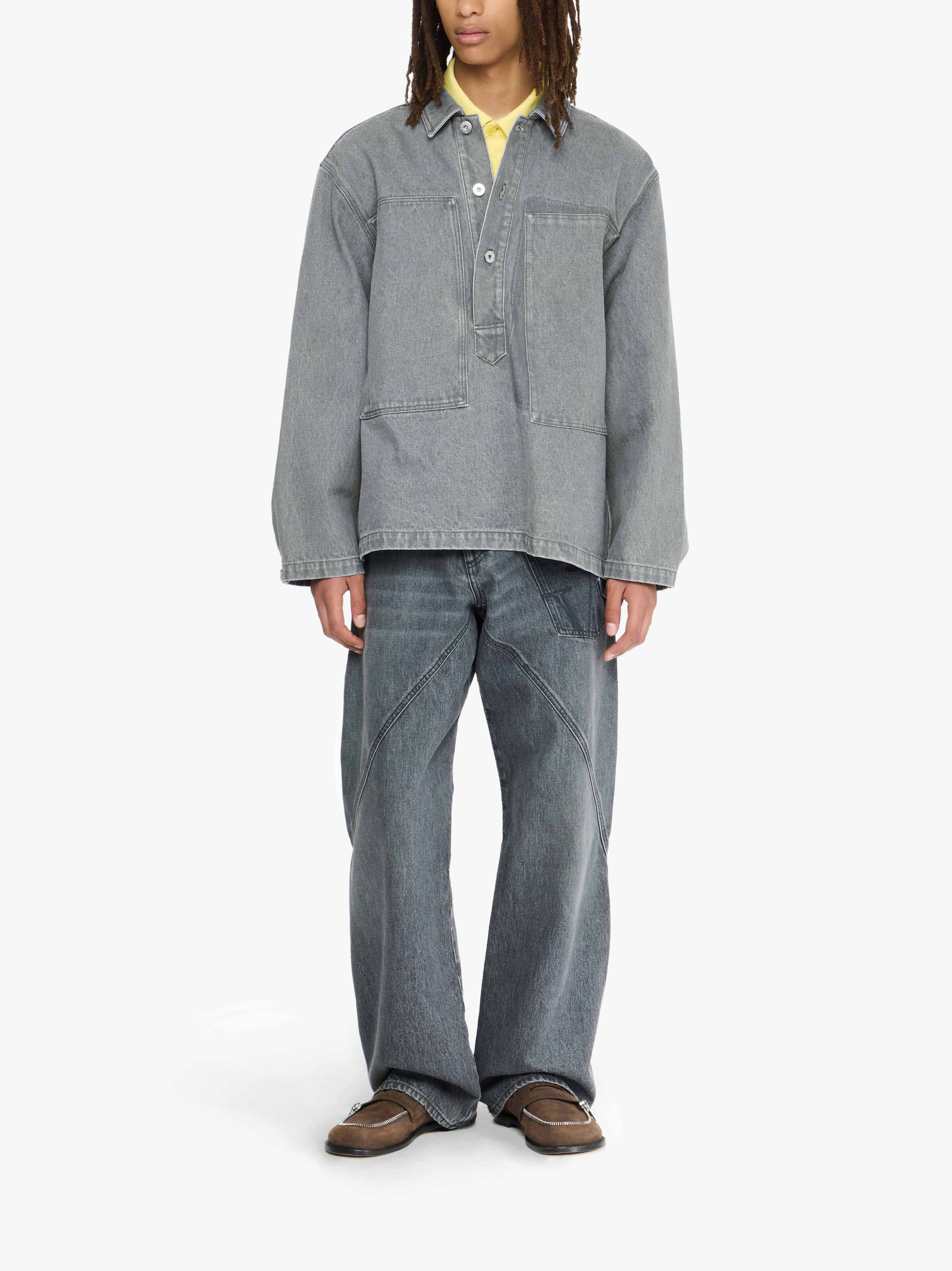 Chemise De Rugby À Poches Appliquées - Light Grey