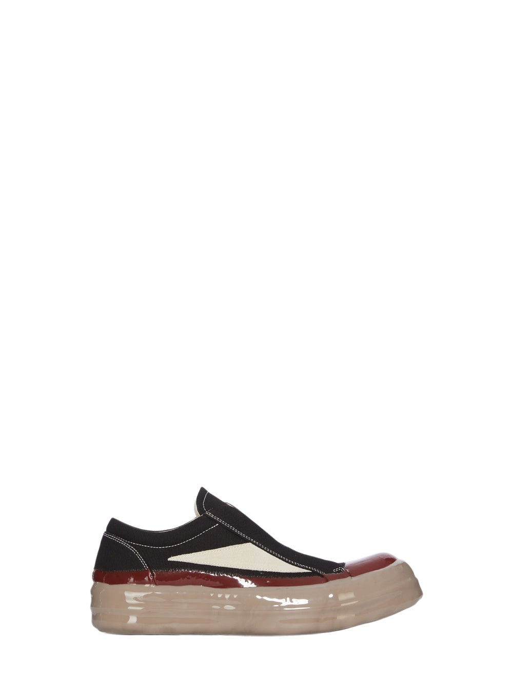 Vintage laceless denim trainers - Black, Red & Dark Beige
