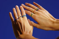 1qty RELIQUAT 450€/ QTY IN : 1-QTY OUT : 0- ST : 0% // Bague double anneau, émail bleu, diamant-Jaune