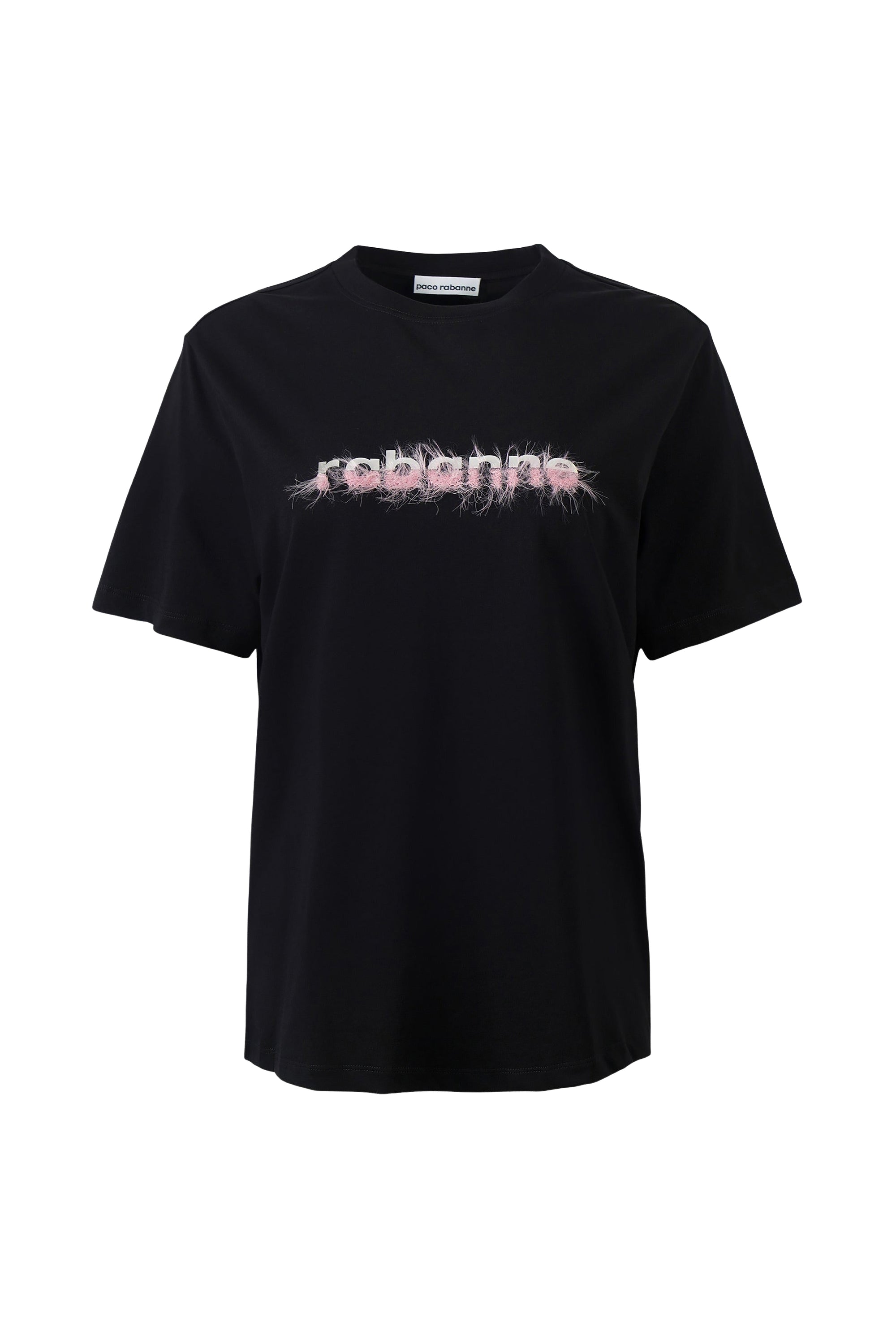 Regular organic T-shirt with embroidery - Black & Pink