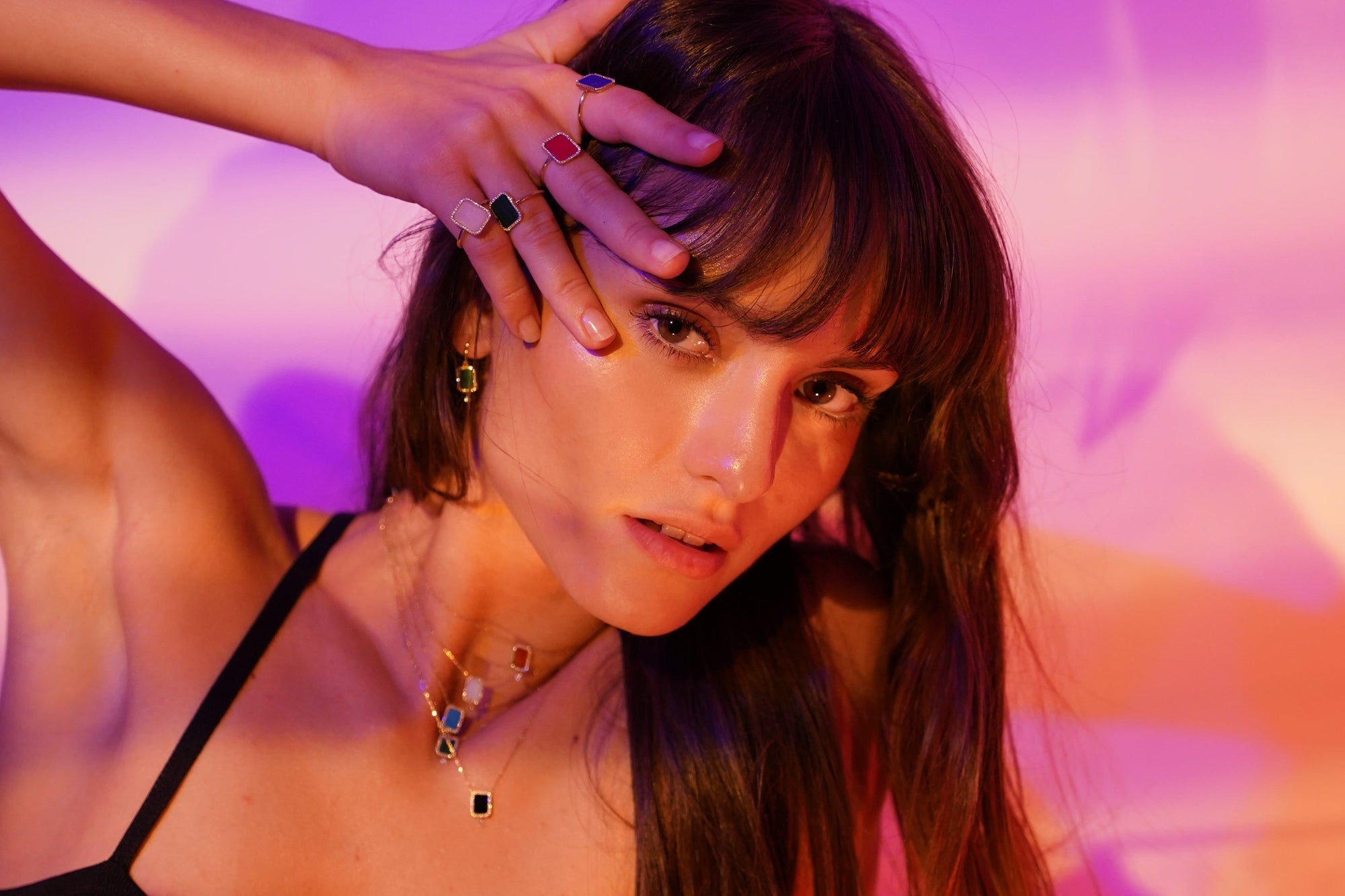 2qty RELIQUAT 480€/ QTY IN : 3-QTY OUT : 1- ST : 33% // Bague forme rectangulaire en opale rose pavé diamant -Jaune