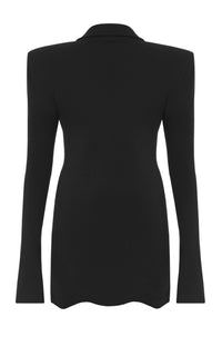 Bow short dress with plunging neckline - Black