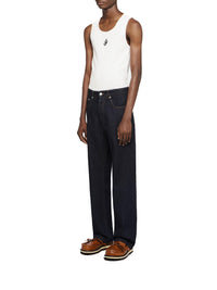 Pantalon droit à 5 poches en denim - Indigo