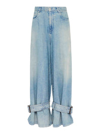 Jeans À Poignets À Boucles - Light Blue