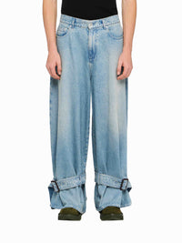 Jeans À Poignets À Boucles - Light Blue