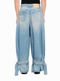 Jeans À Poignets À Boucles - Light Blue