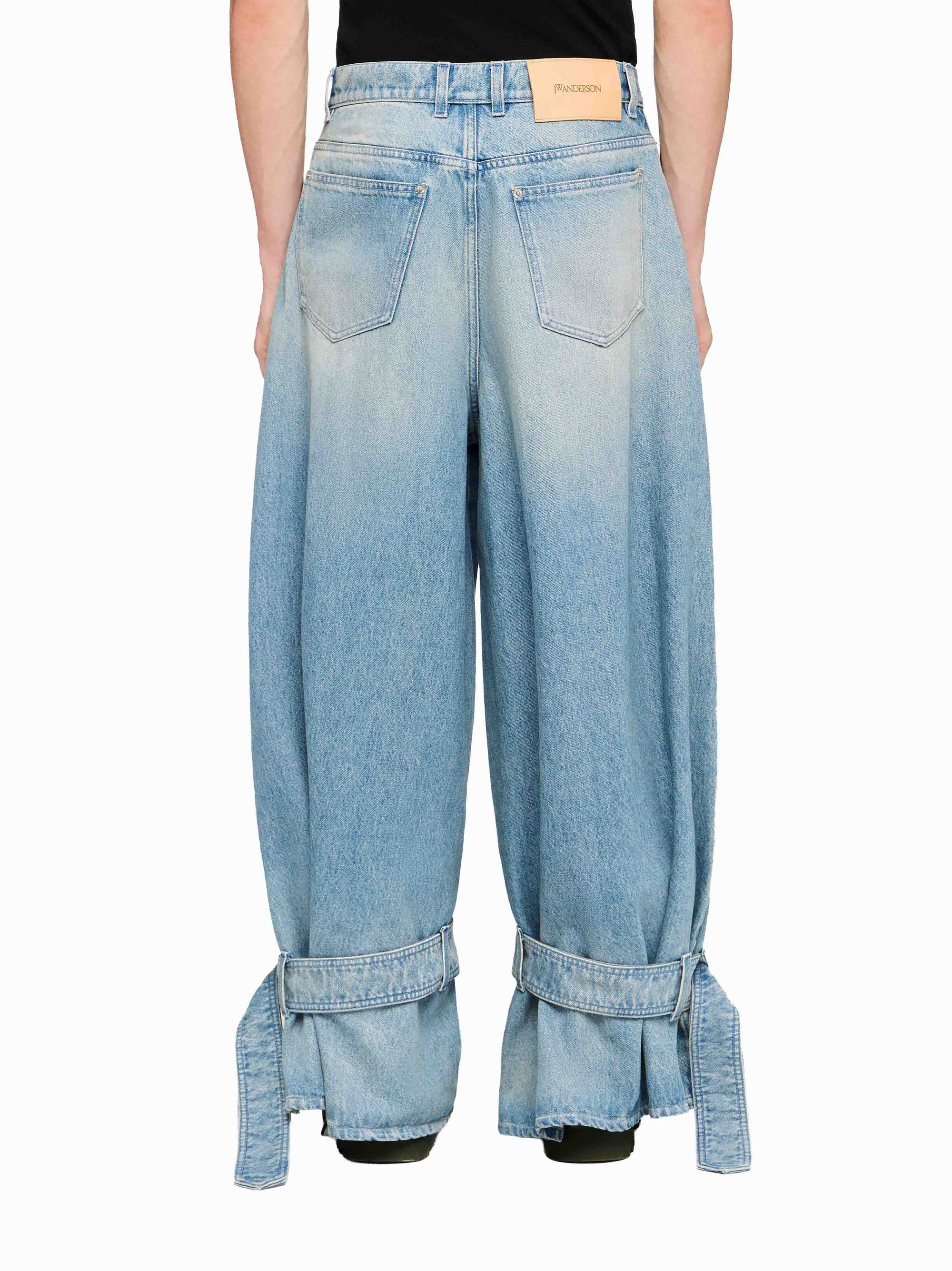 Jeans À Poignets À Boucles - Light Blue