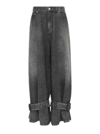 Jeans À Poignets À Boucles - Grey