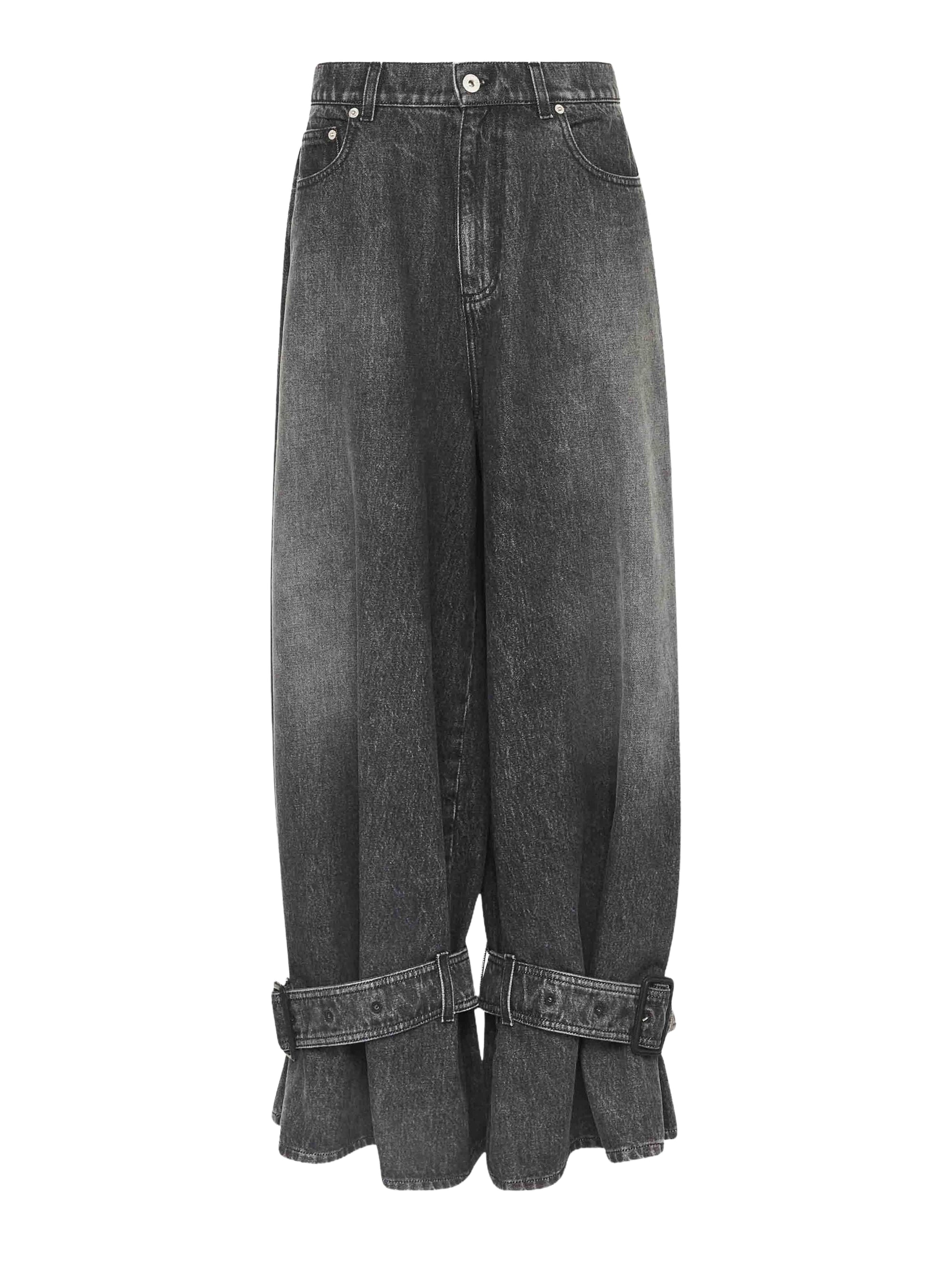 Jeans À Poignets À Boucles - Grey