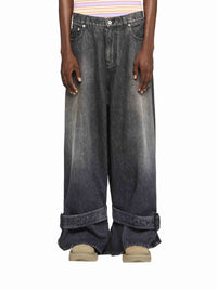 Jeans À Poignets À Boucles - Grey