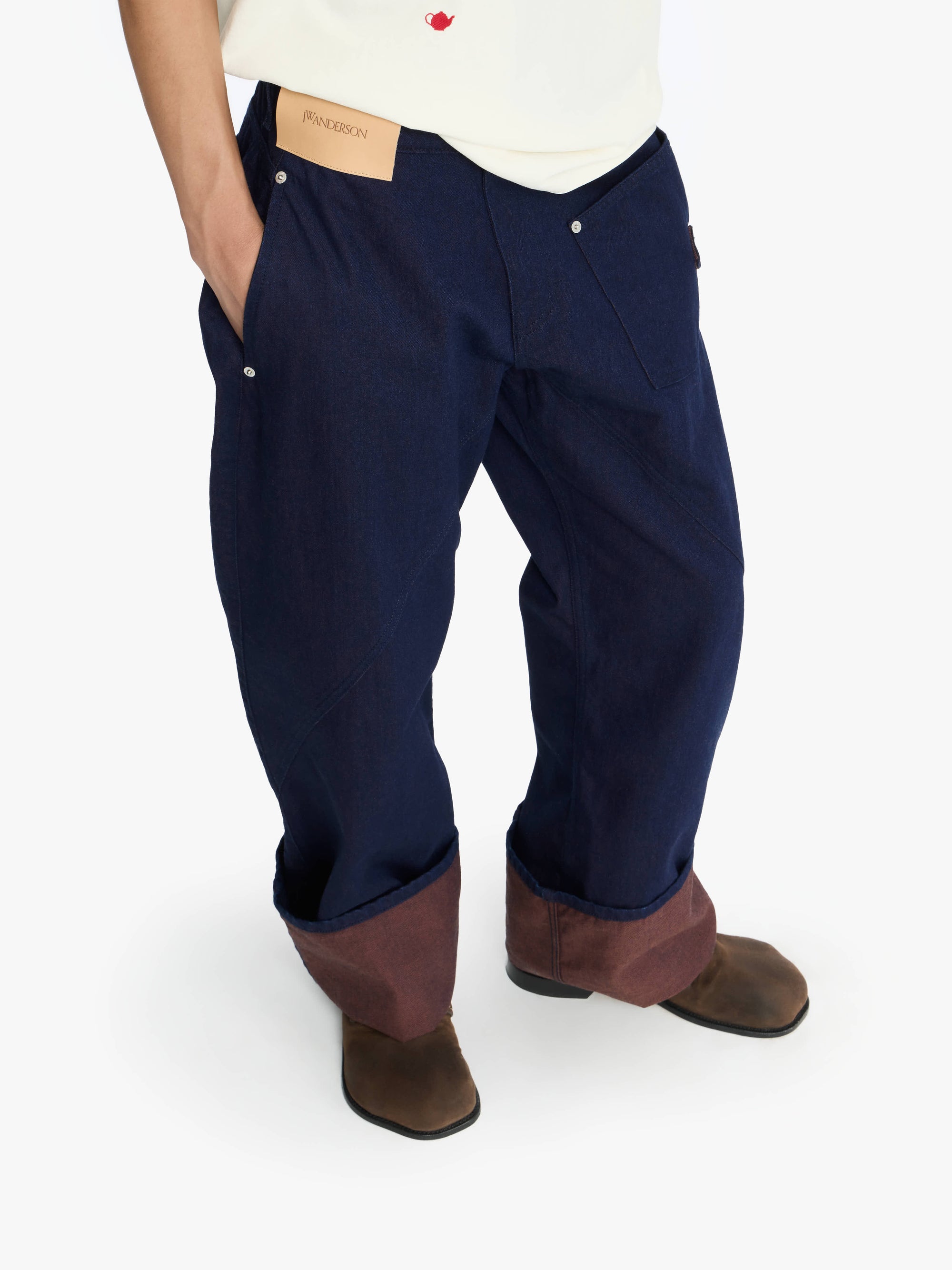 Jeans De Travail Retournés Et Tordus - Blue/Red