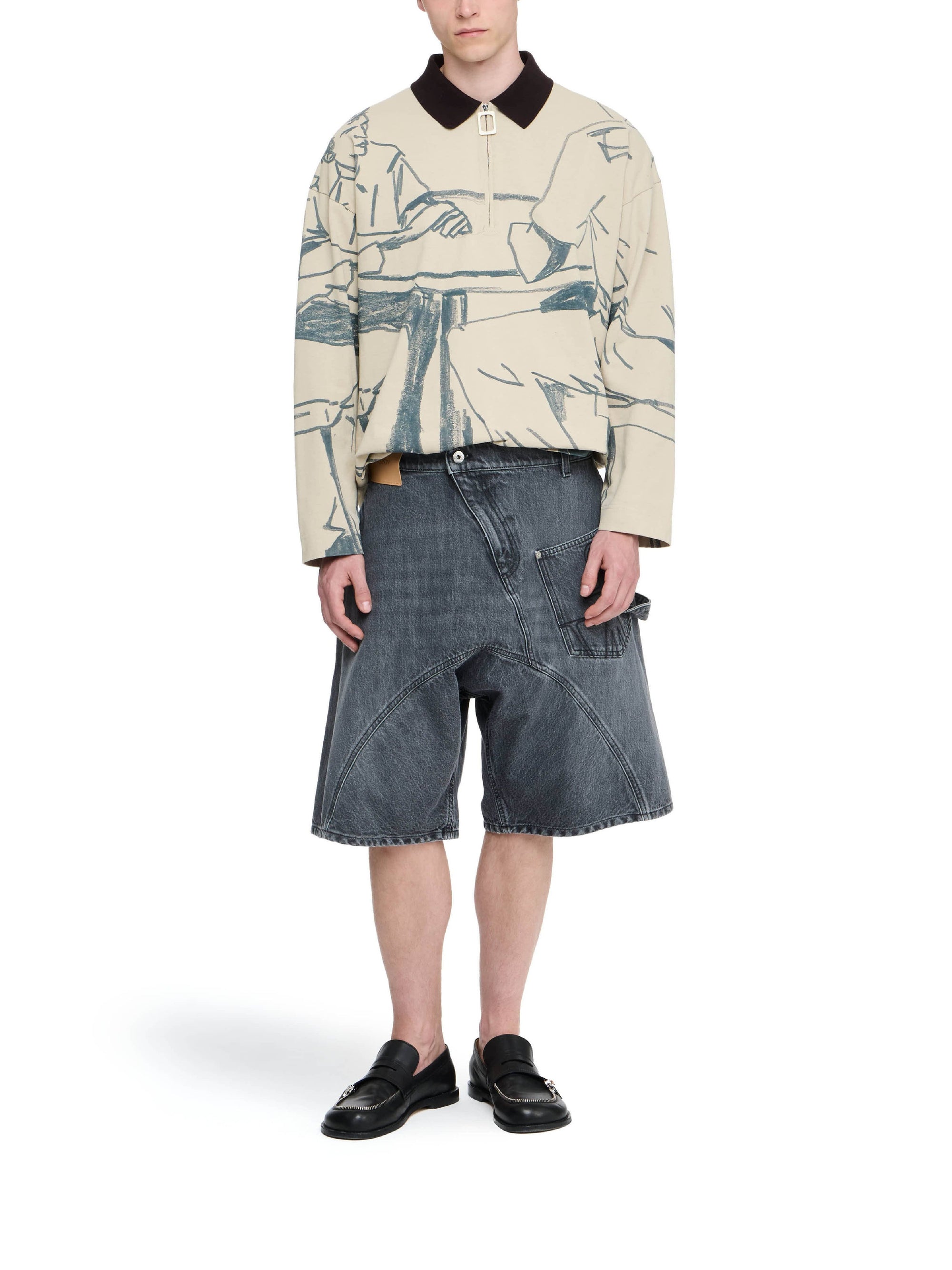 Short taille basse en denim - Grey