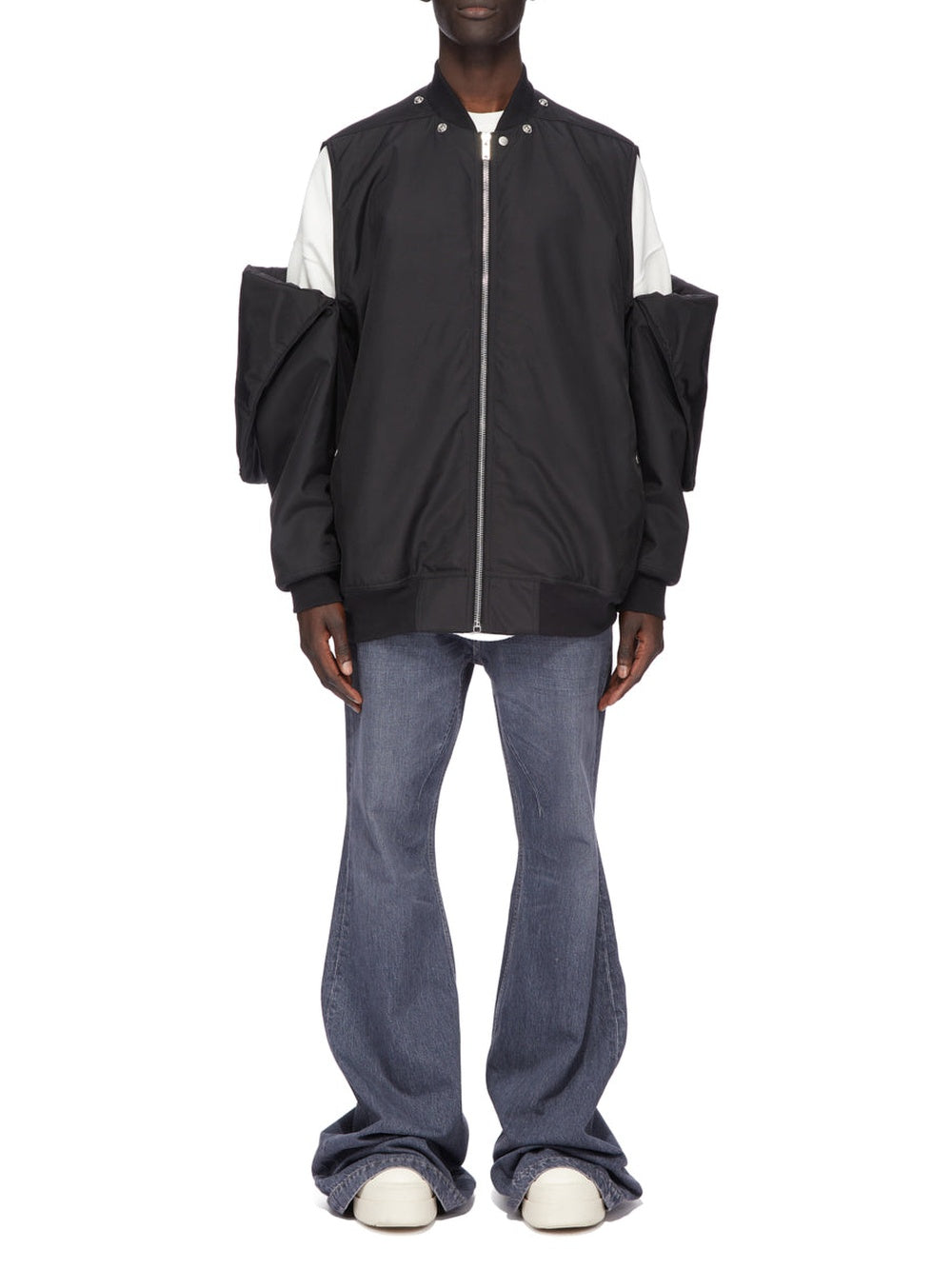 Peter Flight Convertible Jumbo Bomber Jacket - Black