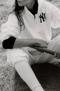 Sweatshirt zippé Heritage Yankees Serif - Blanc & Bleu Marine