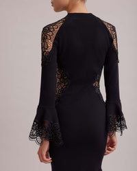 Robe Duke à manches longues en dentelle - Black