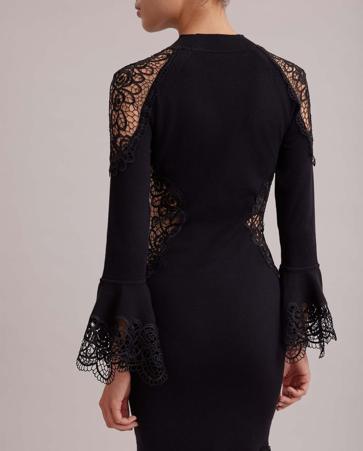 Robe Duke à manches longues en dentelle - Black