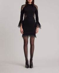 Robe Duke à manches longues en dentelle - Black
