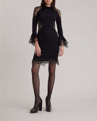 Robe Duke à manches longues en dentelle - Black